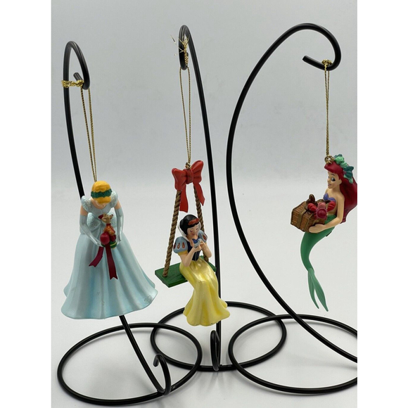 Disney Christmas Magic Ornaments W/Box Cinderella Snow White Ariel Set/3 - Picture 1 of 14